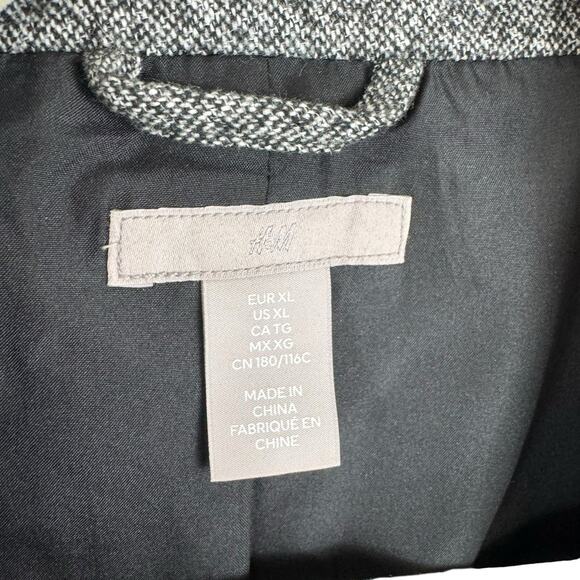 H & M Gray Straight Double Breasted Oversized Lined Buttoned Collared Blazer XL - Picture 6 of 10
